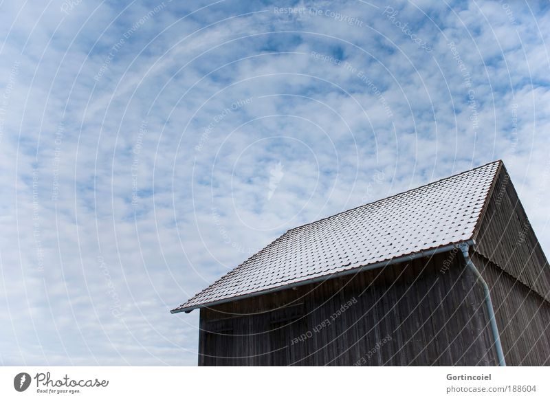 barn Winter Snow Hut Barn Sky Clouds Building Architecture Cold Wooden hut Roof Altocumulus floccus Distorted Perspective Clouds in the sky Cloud field Covered
