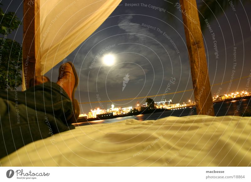 Dark prospects... Night Style Light Swimming pool Wood Deserted House (Residential Structure) Beach Club Palm tree Long exposure Building Loft Grass Clouds Bed