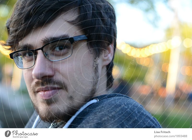young man with beard and glasses Masculine Young man Youth (Young adults) Head Hair and hairstyles Face 18 - 30 years Adults Eyeglasses Brunette Facial hair