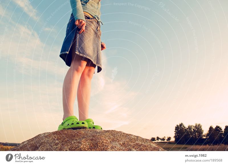 Getting High Trip Summer Hiking Climbing Feminine Young woman Youth (Young adults) Legs Feet 1 Human being 18 - 30 years Adults Nature Landscape Sky Sunrise