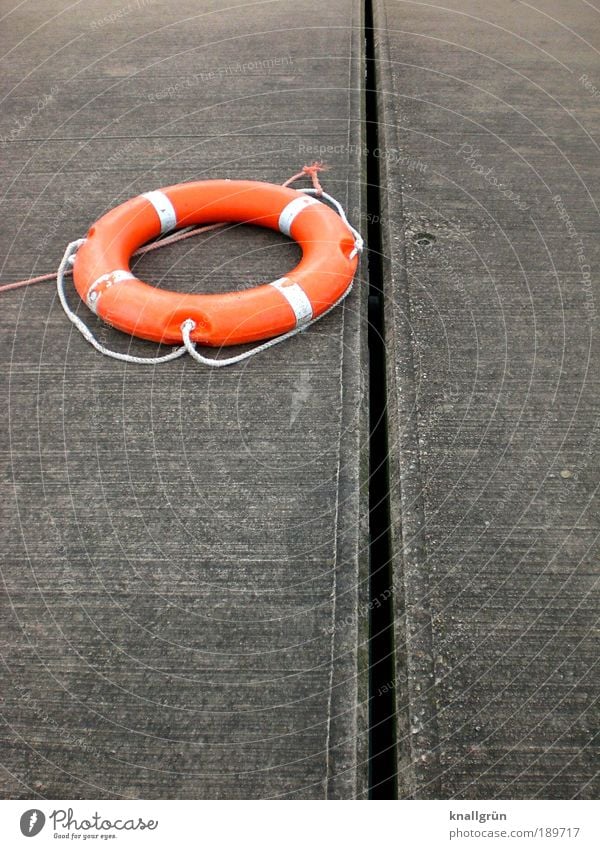 lifebelt Life belt Utilize Lie Round Gray White Determination Safety Fear Threat Help Hope Rescue Survive Orange on the dry Maritime Navigation
