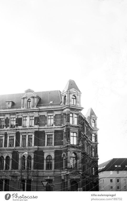 - House (Residential Structure) Redecorate Leipzig Germany Town Old town Deserted Building Facade Window Stone Authentic Dark Original Gloomy Black White Calm