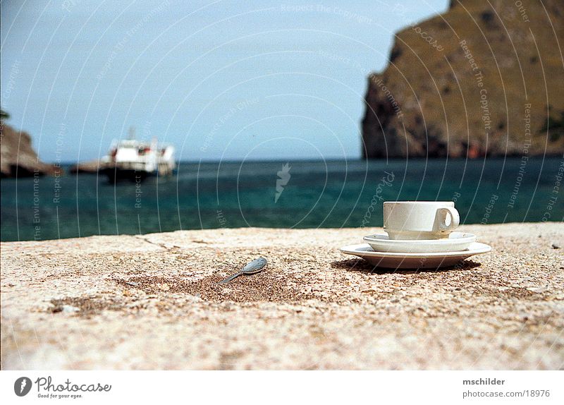 Coffee cup on the beach Majorca Ocean Beach Sa Callobra