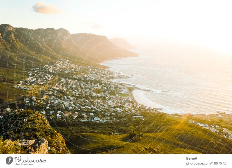 Sundown over Camps Bay Beach Exotic Vacation & Travel Cape South Africa Sunset Atlantic Ocean Cape Town Neighborhood Idyll Vantage point Overview