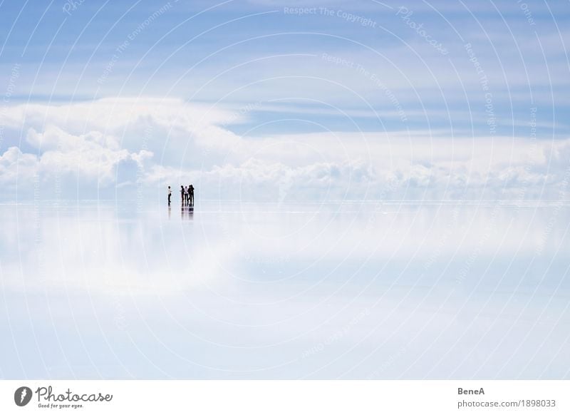 Group of people standing in front of clouds in Uyuni Salt Lake Vacation & Travel Sightseeing Human being Nature Eternity Exotic Freedom Infinity Far-off places