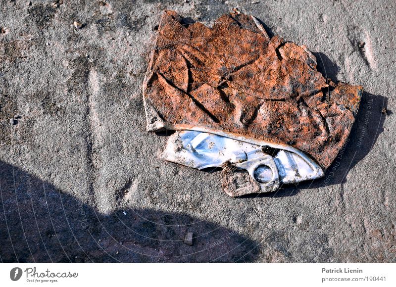 Rusty Tin Old Stone Broken Structures and shapes Trash Past Red Colour photo Exterior shot Deserted Copy Space bottom Day Shadow