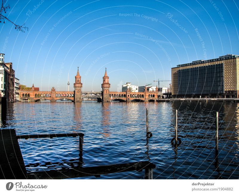 Oberbaumbrücke with television tower in the distance Pattern Abstract Urbanization Capital city Copy Space right Copy Space left Cool (slang) Copy Space middle