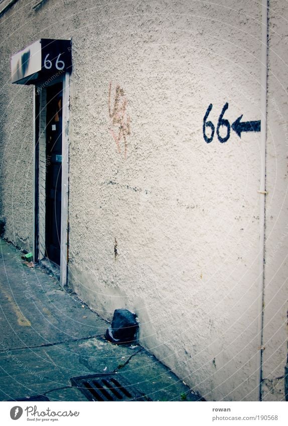 66 House (Residential Structure) Detached house Manmade structures Building Architecture Old 666 Digits and numbers House number Entrance Front door Arrow Clue