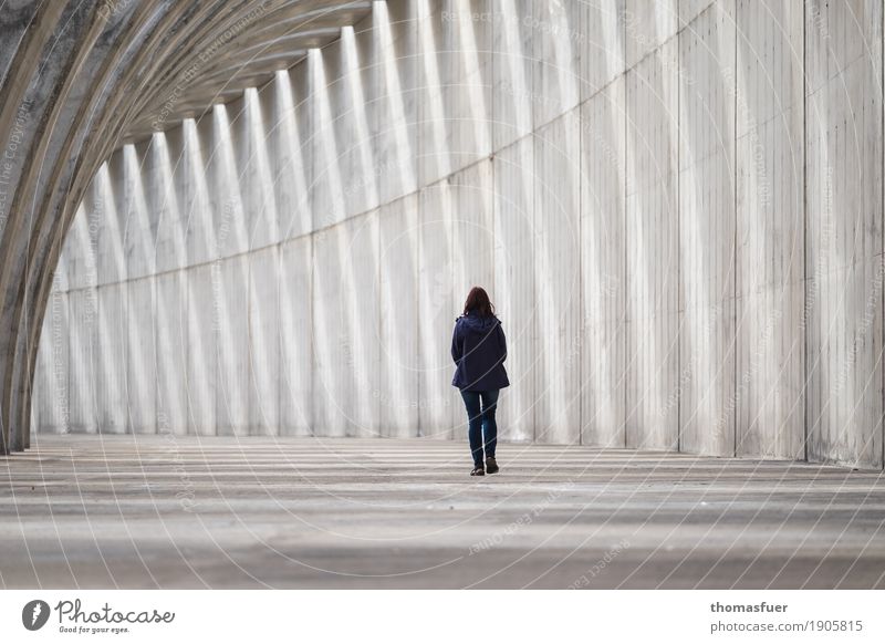 Concrete, woman, Human being Feminine Woman Adults Body 1 Architecture Tazacorte La Palma Spain Port City Deserted Harbour Manmade structures Wall (barrier)