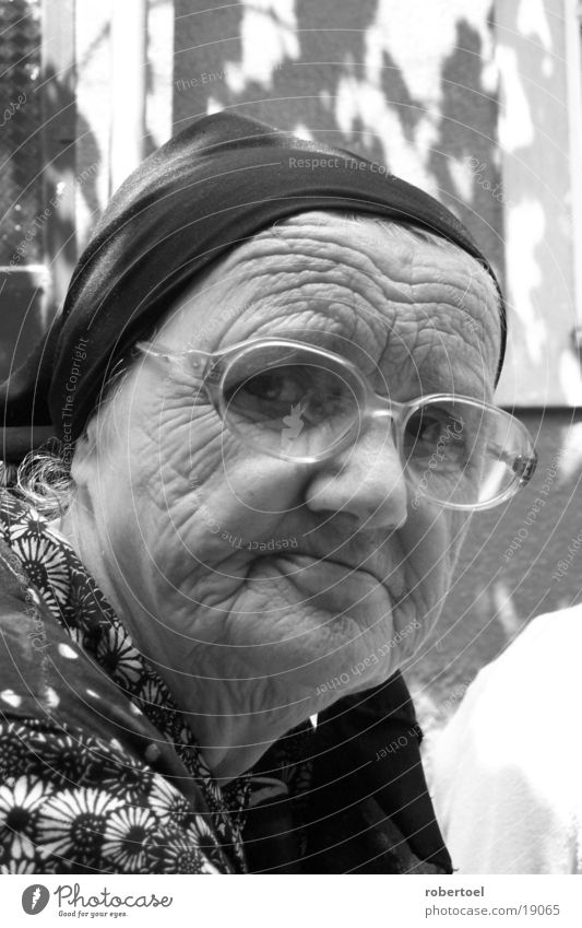 old lady Woman 1 Old in black and white!