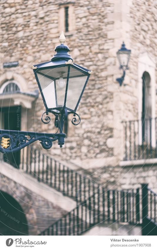 Vintage street lamp. Tower Style Design Vacation & Travel Tourism Lamp Town Palace Building Architecture Street Old Historic Blue England London post vintage