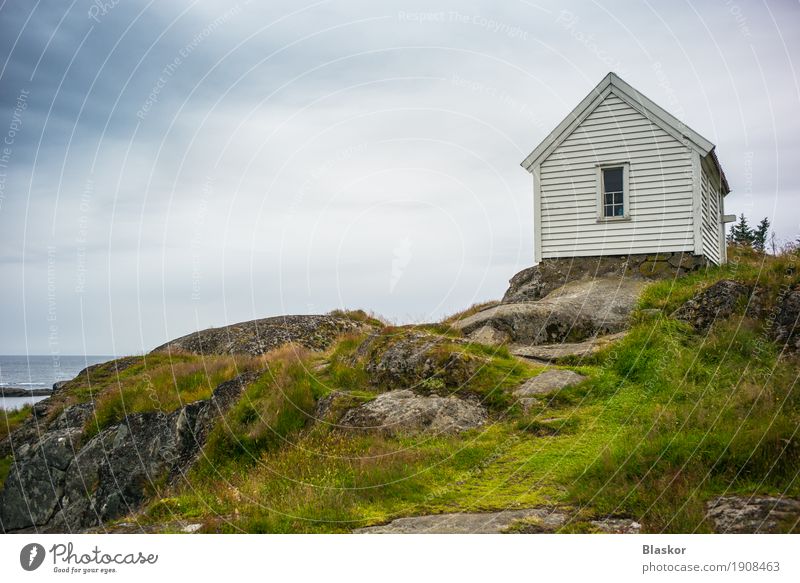 Romantic house on the rocks in Norway Ocean Island House (Residential Structure) Environment Nature Landscape Elements Air Water Sky Summer Wind Rock Coast Bay