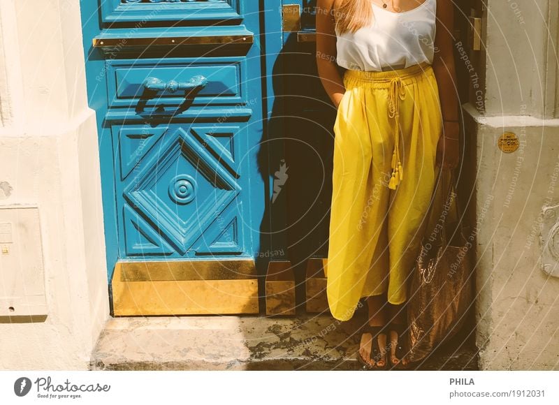 paris doors Lifestyle Style Vacation & Travel Summer Feminine Young woman Youth (Young adults) Woman Adults 1 Human being 18 - 30 years Town Old town Door