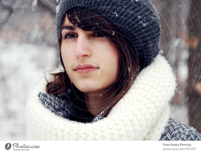 snowchild, Style Feminine Young woman Youth (Young adults) Hair and hairstyles Face Mouth Lips 1 Human being 18 - 30 years Adults Nature Winter Wind Snowfall