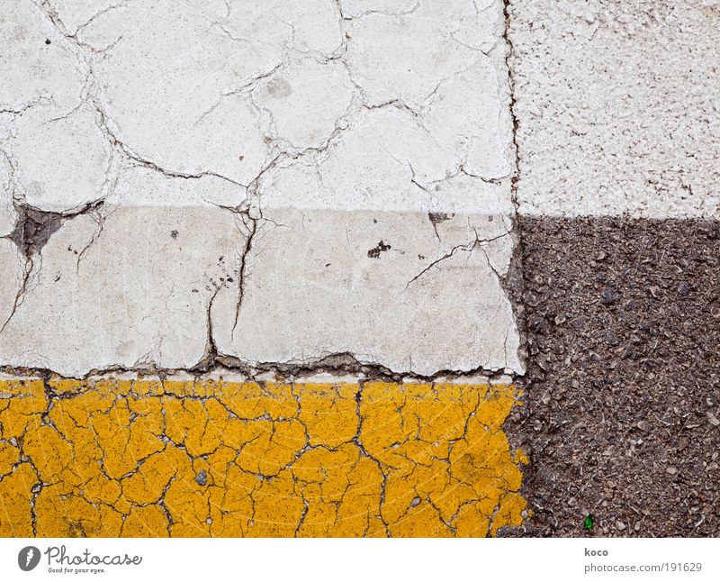 street scene Painting and drawing (object) Street Road sign Stone Concrete Line Stripe Going Esthetic Sharp-edged Under Yellow Gray White Symmetry