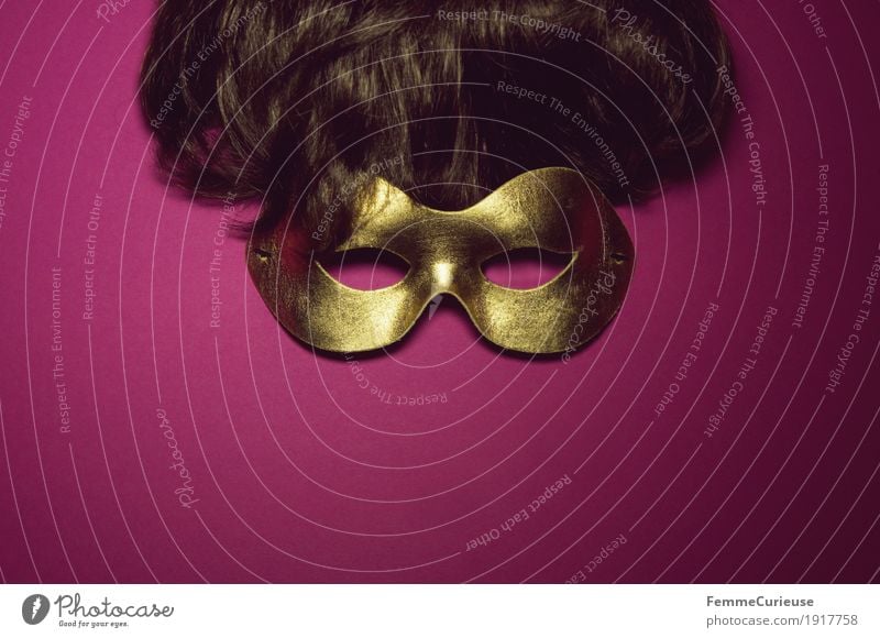 Mask (01) Hair and hairstyles Eyes Leisure and hobbies Joy Gold Brunette Wig Dress up Hide Carnival Pink Concealed Anonymous Masked ball Short haircut Roleplay