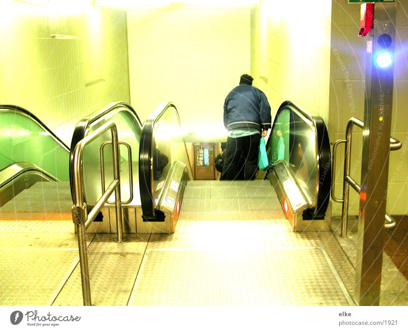 free ride Escalator Man Light Transport Human being Contrast Lighting Stairs