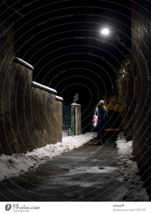 Enlightenment III Winter Human being 1 Snow Small Town Pedestrian Lanes & trails Tunnel Coat Discover Freeze Going Walking Illuminate Stand Wait Far-off places