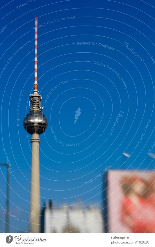 blue Tourism Sightseeing City trip Sky Cloudless sky Berlin Berlin TV Tower Capital city Downtown Antenna Tourist Attraction Landmark Monument Glittering Large