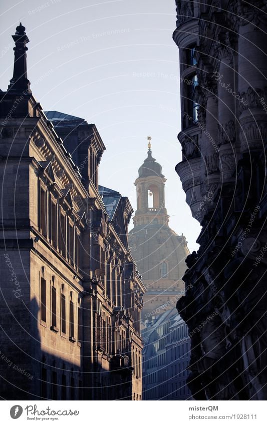 Dresden's alleys. Art Work of art Painting and drawing (object) Building Frauenkirche Culture Manmade landscape Cultural monument Cultural center