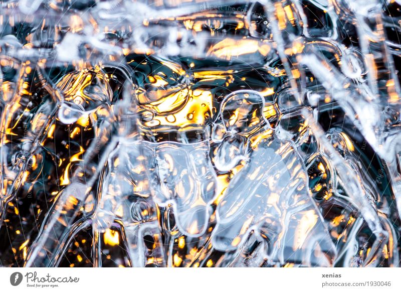 yellow light behind ice Ice Sun Winter Frost Cold Yellow White Transparent Light Exterior shot Freeze Frozen Crystal structure Frostwork Window xenias