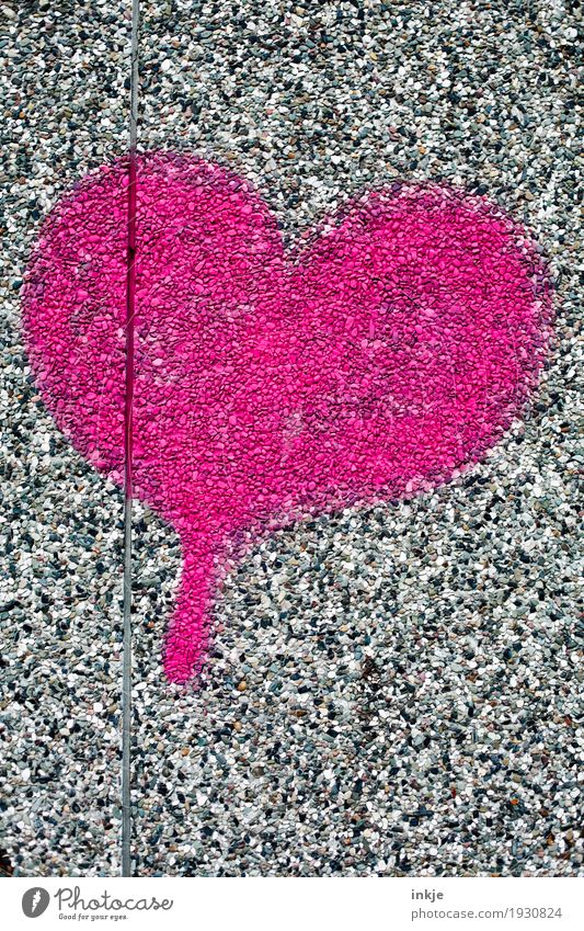 Heart on stone Lifestyle Deserted Wall (barrier) Wall (building) Facade Stone Sign Graffiti Pink Red Emotions Spring fever Love Infatuation Romance Colour photo