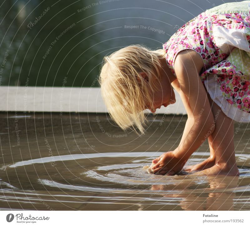 water adulterator Girl Infancy Life Skin Head Hair and hairstyles Face Nose Mouth Lips Arm Hand Fingers Legs Feet Environment Nature Elements Water Summer