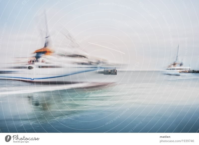 twister Air Water Navigation Passenger ship Harbour Rotate Driving Blue Gray Orange harbour exit Rotation Jetty Cruise Colour photo Subdued colour Exterior shot