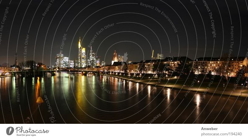 Skyline of Frankfurt, river view with Main from the east House (Residential Structure) Office work Art Landscape River bank Hesse Germany Europe european union