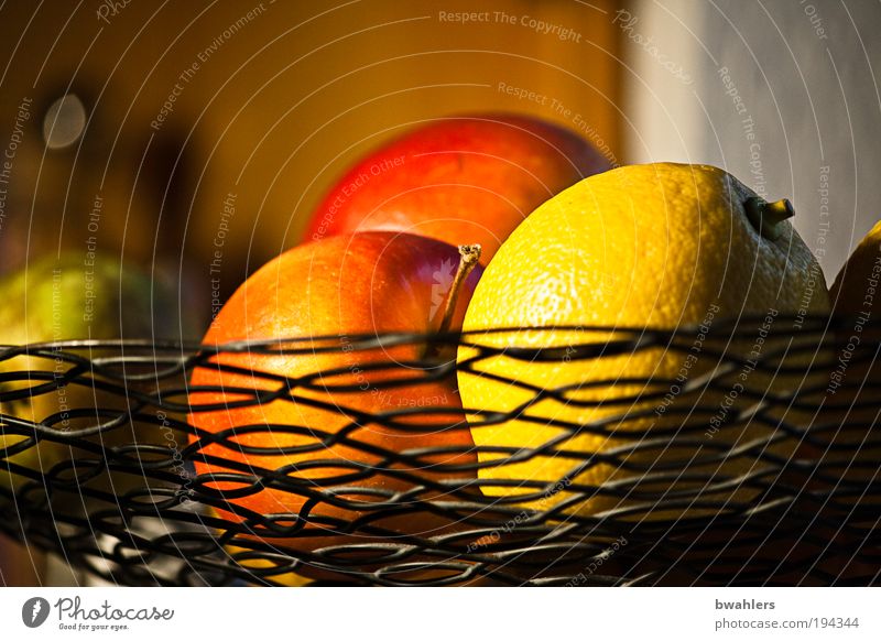 Kitchen Still Life Food Fruit Apple Nutrition Vegetarian diet Flat (apartment) Room Bowl Metal Hang Healthy Beautiful Round Juicy Sour Sweet Yellow Red To enjoy