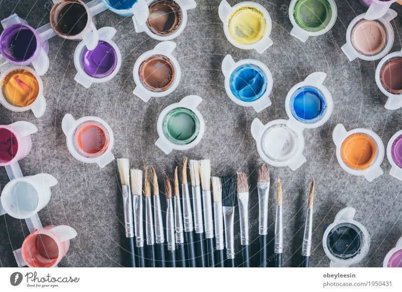 paint brush on old table Lifestyle Style Design Joy Art Artist Colour photo Multicoloured Studio shot Close-up Detail