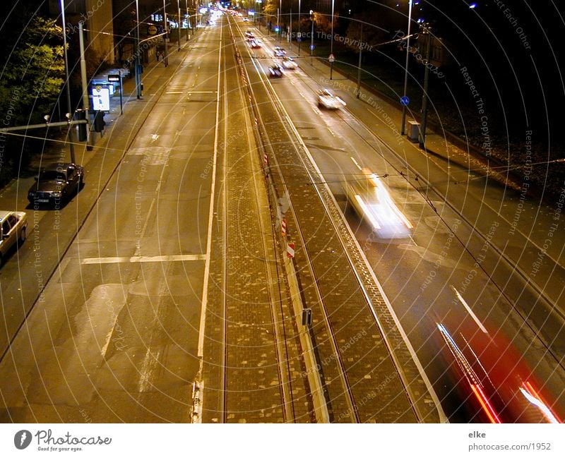 quickly Long exposure Night House (Residential Structure) Speed Driving Transport Street Car Movement