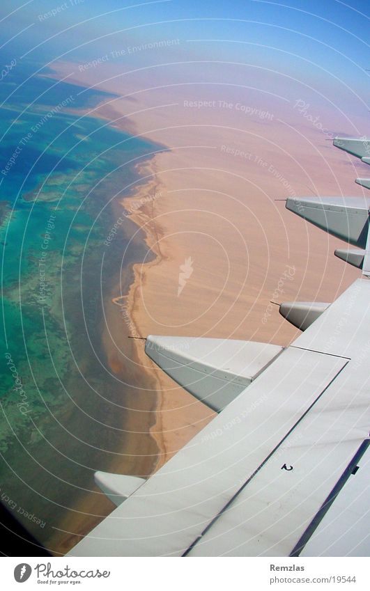 Coast of Sinai (2) Airplane Beach Engines Window Coral Clouds Ocean Aviation Wing Looking Sky Water