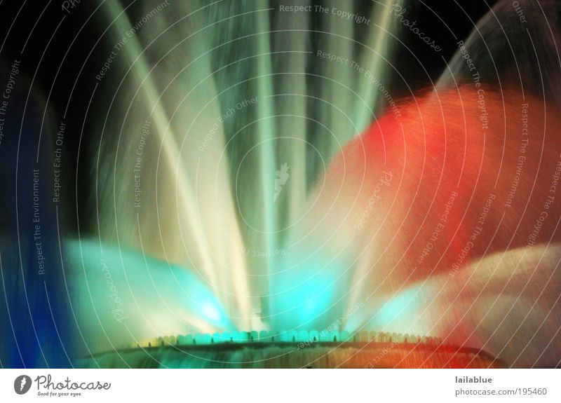 wet colours Event Fountain Water Movement Illuminate Blue Red Black White Joy Colour photo Exterior shot Abstract Deserted Night Artificial light Long exposure