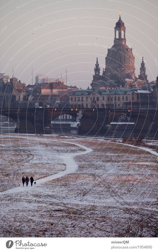 Winter walk. Work of art Lanes & trails Dresden Frauenkirche Tourist Attraction Dreamily Elbufer Elbtalaue Augustusbrücke Brühlsche Terrasse Capital city