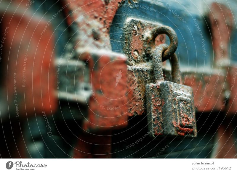 chastity belt Door Door lock Locking bar Gate Entrance Old Dark Historic Blue Brown Red Responsibility Attentive Watchfulness Sadness Concern Grief Fear Threat