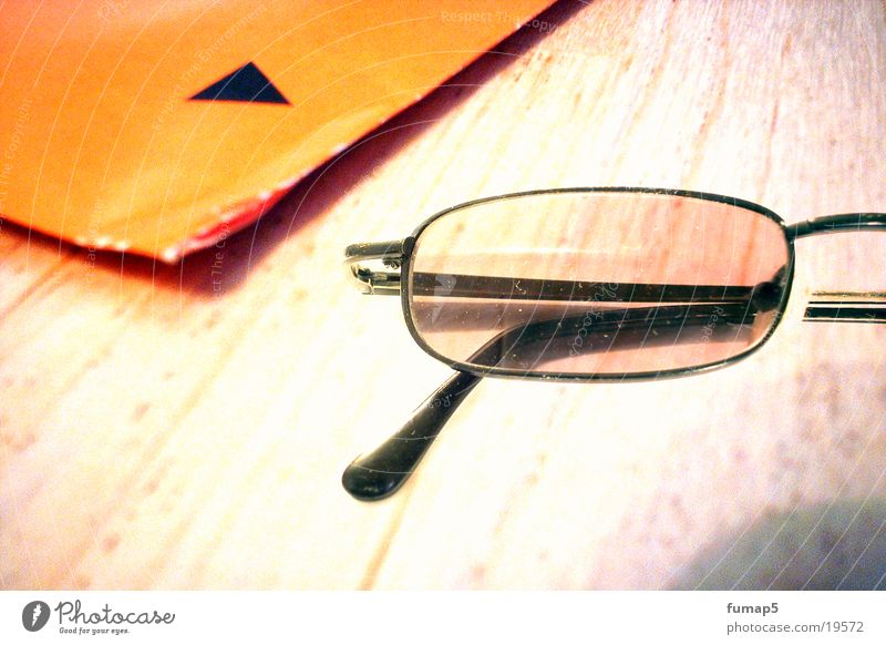 the glasses Eyeglasses Black Envelope (Mail) Letter (Mail) Wood Table Macro (Extreme close-up) Close-up