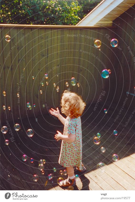 Dialogue with Elves Soap bubble Dream Playing Child Dress Light Wood Girl Colour Sun Reflection Summer