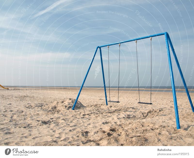 beach playground Happy Life Calm Leisure and hobbies Playing Summer Beach Ocean Island Nature Landscape Sand Water Sky Beautiful weather Coast To swing Romp