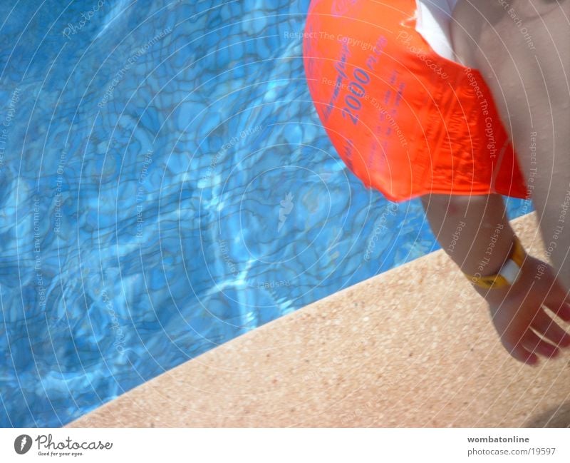 Jump in the deep end Swimming pool Child Water wings Summer Vacation & Travel Europe Basin Sun