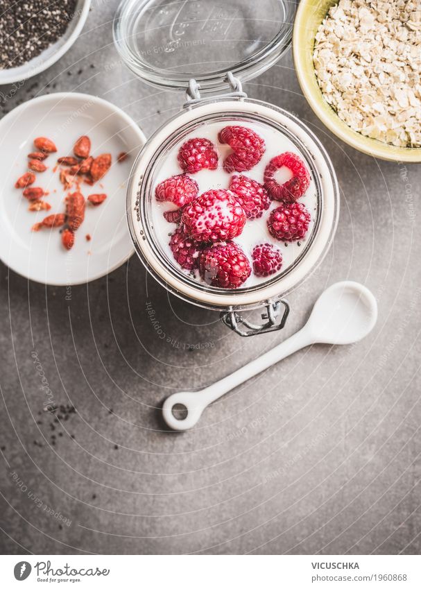 Healthy breakfast in a glass with yoghurt and berries Food Yoghurt Dairy Products Fruit Dessert Nutrition Breakfast Crockery Spoon Lifestyle Style