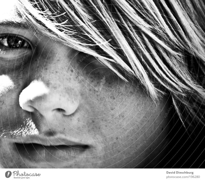 On a summer's day. Harmonious Youth (Young adults) Skin Head Hair and hairstyles Face Eyes Nose Mouth Lips 1 Human being Looking Freckles Shadow Strand of hair
