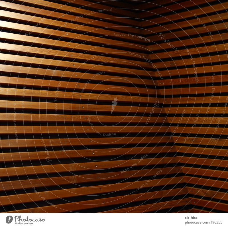 Linear unbalance Interior design Architecture Wall (barrier) Wall (building) Facade Wood Esthetic Exceptional Sharp-edged Brown Gold Complex Perspective