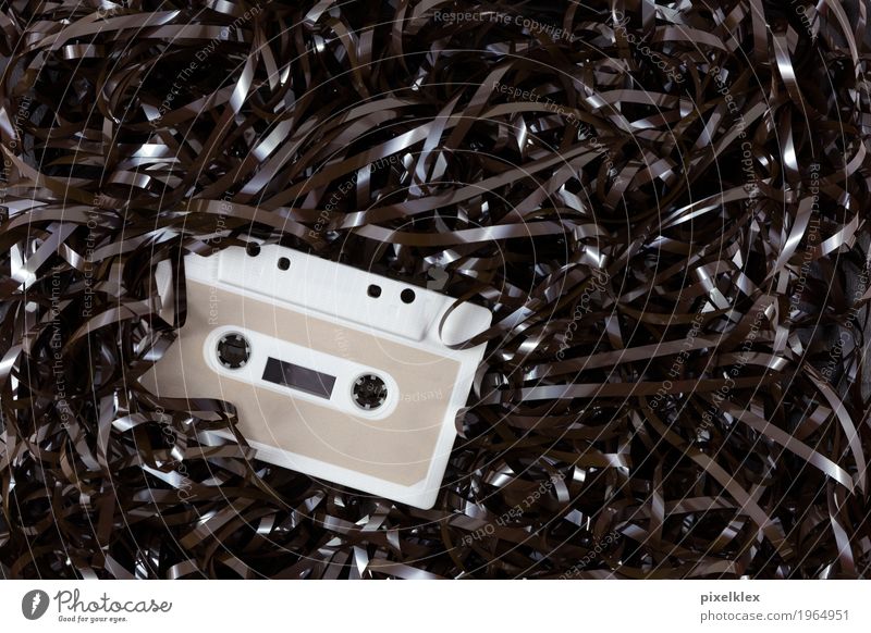 Cassette in a tape salad Music Technology Entertainment electronics Youth culture Listen to music Tape cassette Sound engineering Audio tape Listening Old