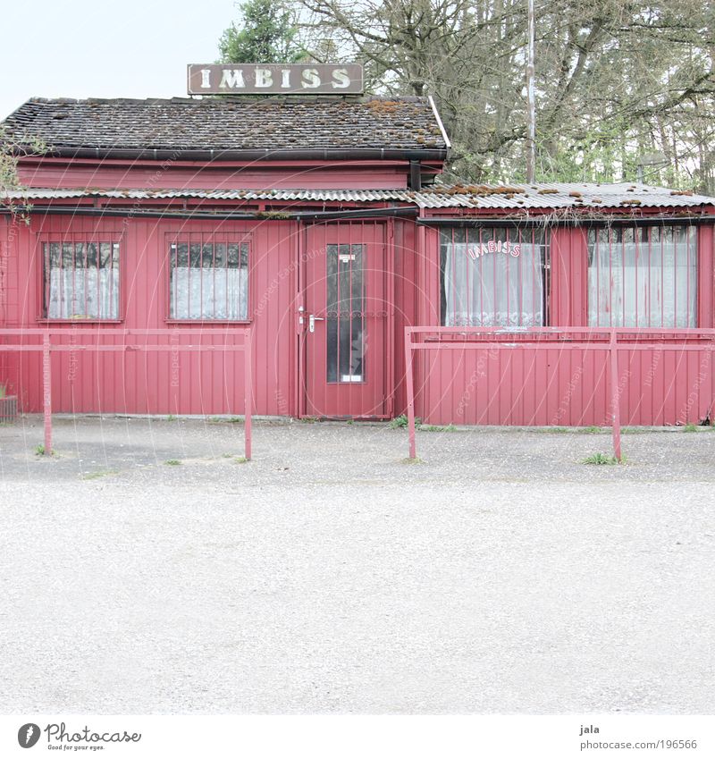 time for an imbiss Nutrition House (Residential Structure) Hut Places Manmade structures Building Window Door Roof Old Gloomy Red Snack bar Colour photo