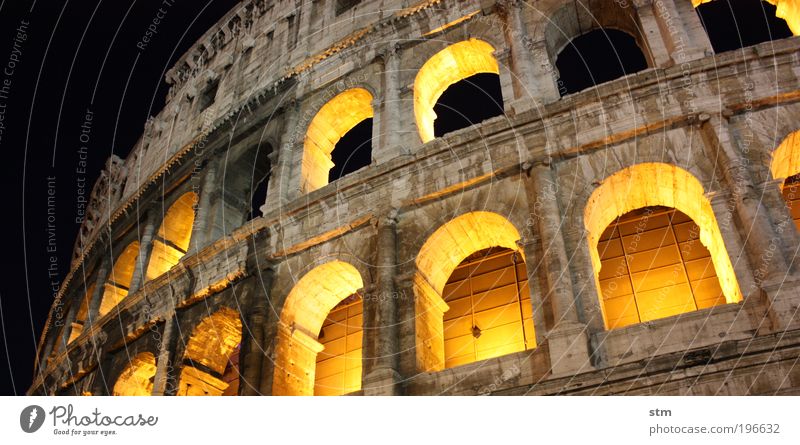 Colosseum at night Luxury Vacation & Travel Tourism Sightseeing City trip Summer Summer vacation Night life Event Work of art Culture Rome Italy Old town Ruin