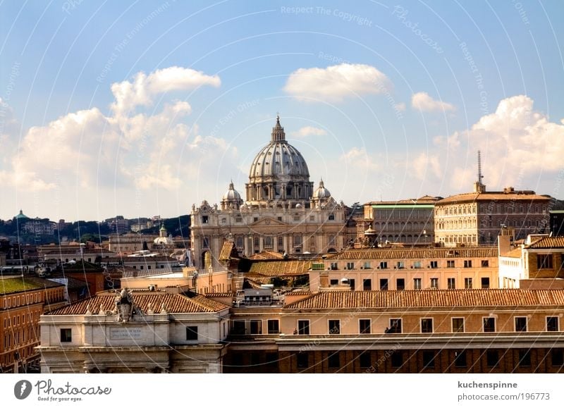 St. Peter's Basilica Skyline Rome Vacation & Travel Tourism Trip Sightseeing City trip Summer Sun Art Beautiful weather Italy Europe Town Church Dome Building
