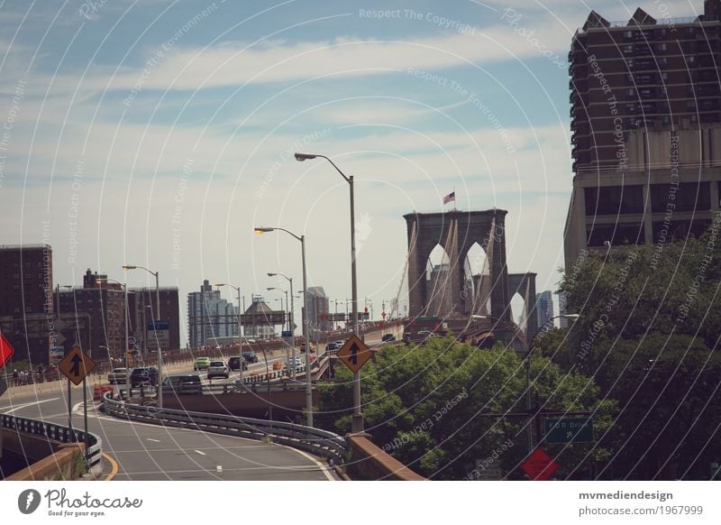 brooklyn bridge Street Bridge Vehicle Car Driving Brooklyn Bridge New York City USA Colour photo Exterior shot