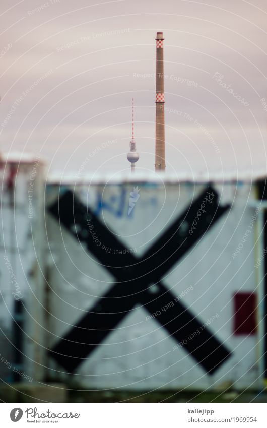 berlin XXL Art Town Capital city Tower Graffiti Berlin TV Tower Chimney Industry Crucifix Fine particles Elections Wall (barrier) Clouds Colour photo