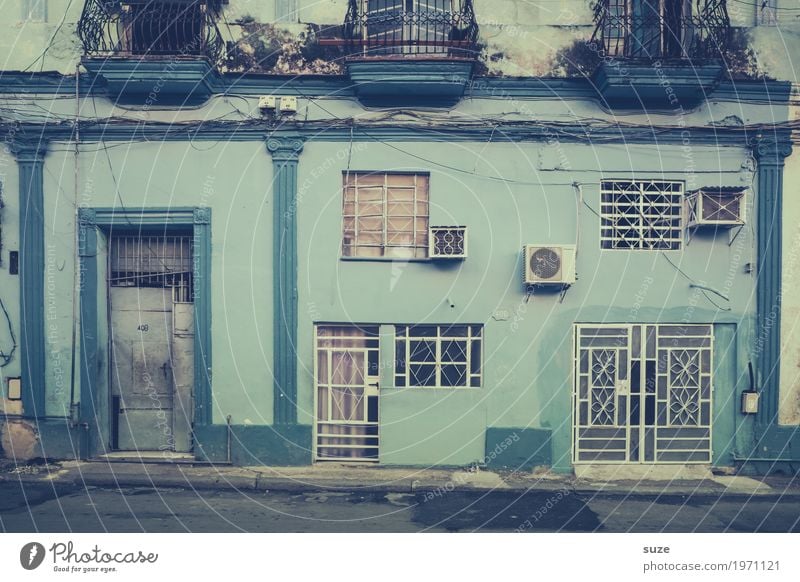 Old Blue Life Contentment Calm Vacation & Travel City trip Living or residing House (Residential Structure) Culture Town Outskirts Old town Facade Window Door